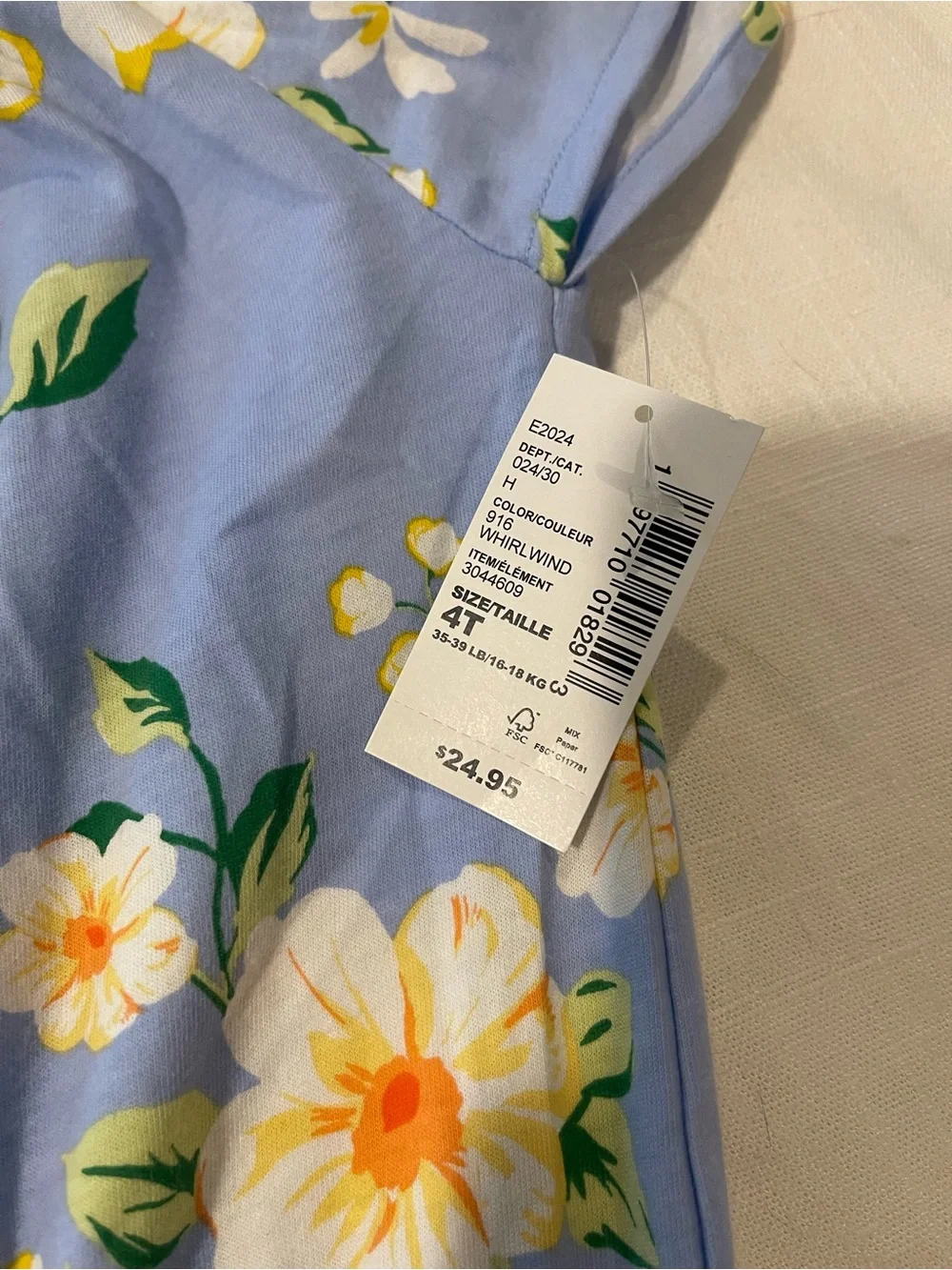The Children's Place Light Blue Floral Romper with Elastic Waist